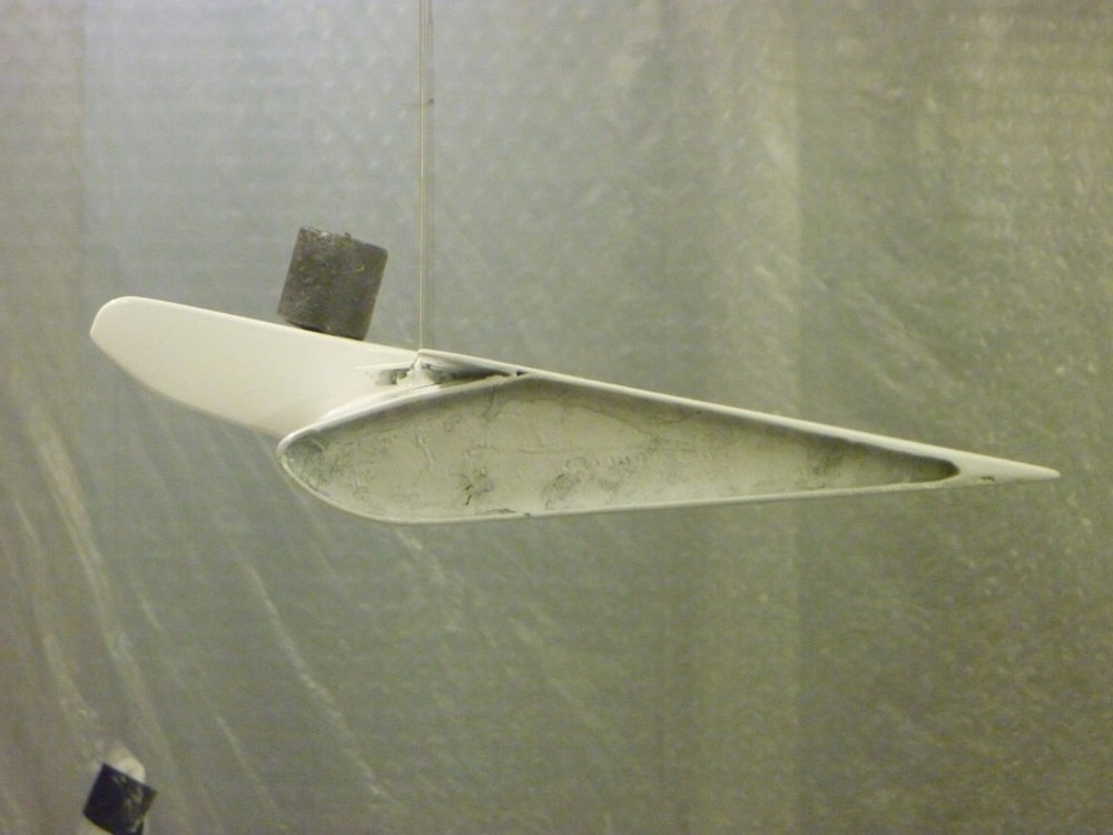 starboard aileron weighted to balance