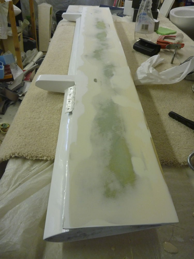 sanding paint and filler off starboard aileron