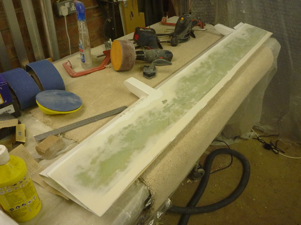 sanding paint and filler off starboard aileron