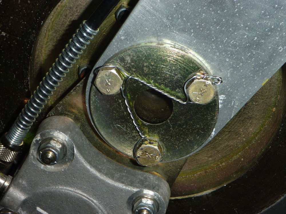 wheel re-fitted with lockwiring