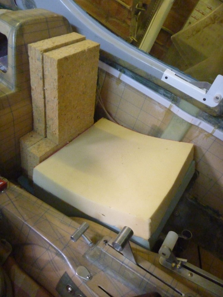 trial assembly of foam blocks on seat